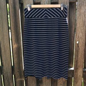 Antonio Melani Navy Striped Jersey Skirt